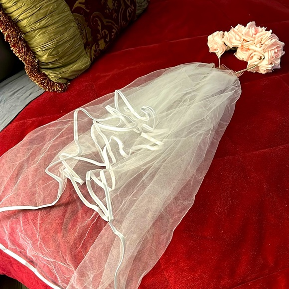 Vail with rose headband - Picture 1 of 3